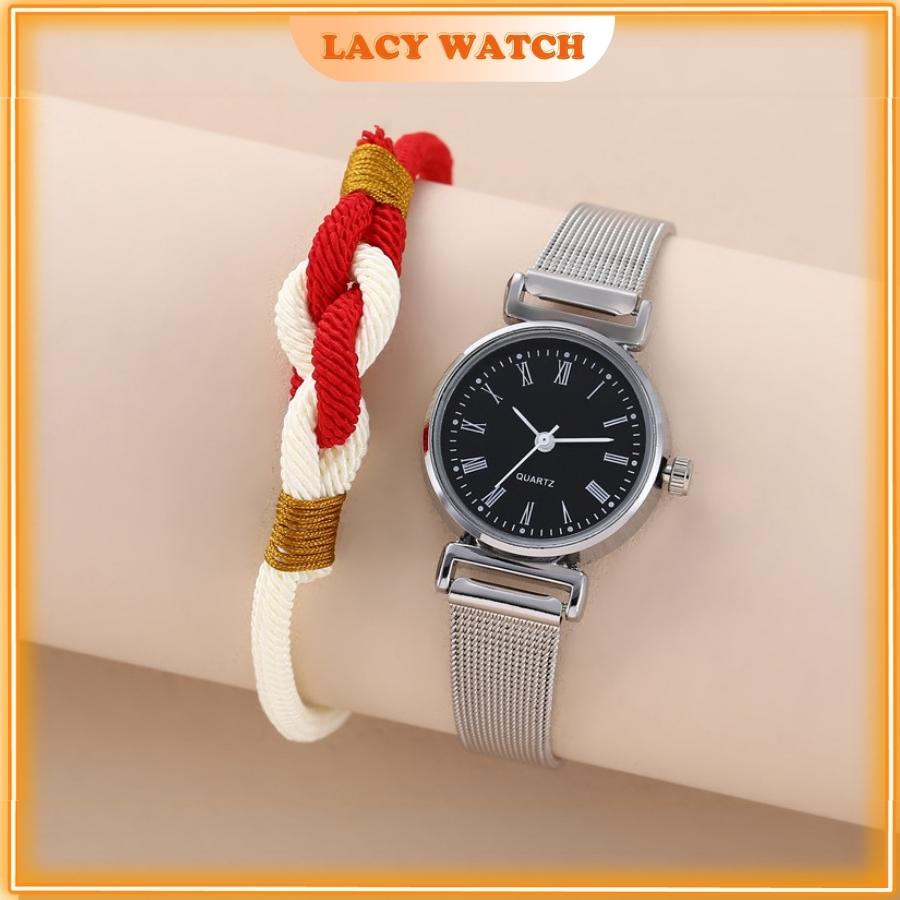 Đồng hồ nữ chính hãng đeo tay mặt nhỏ dây kim loại đẹp cao cấp LaCy Watch DHJI0020