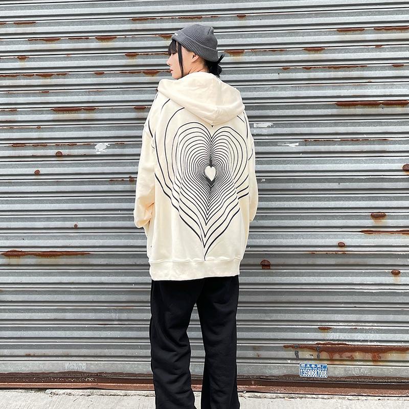 Áo sweater Aokang dáng rộng mỏng in hình trái tim thời trang xuân thu đường phố giản dị mới