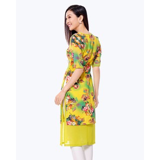 Áo Dài Cách Tân 2 Lớp Hoa Nổi Bật