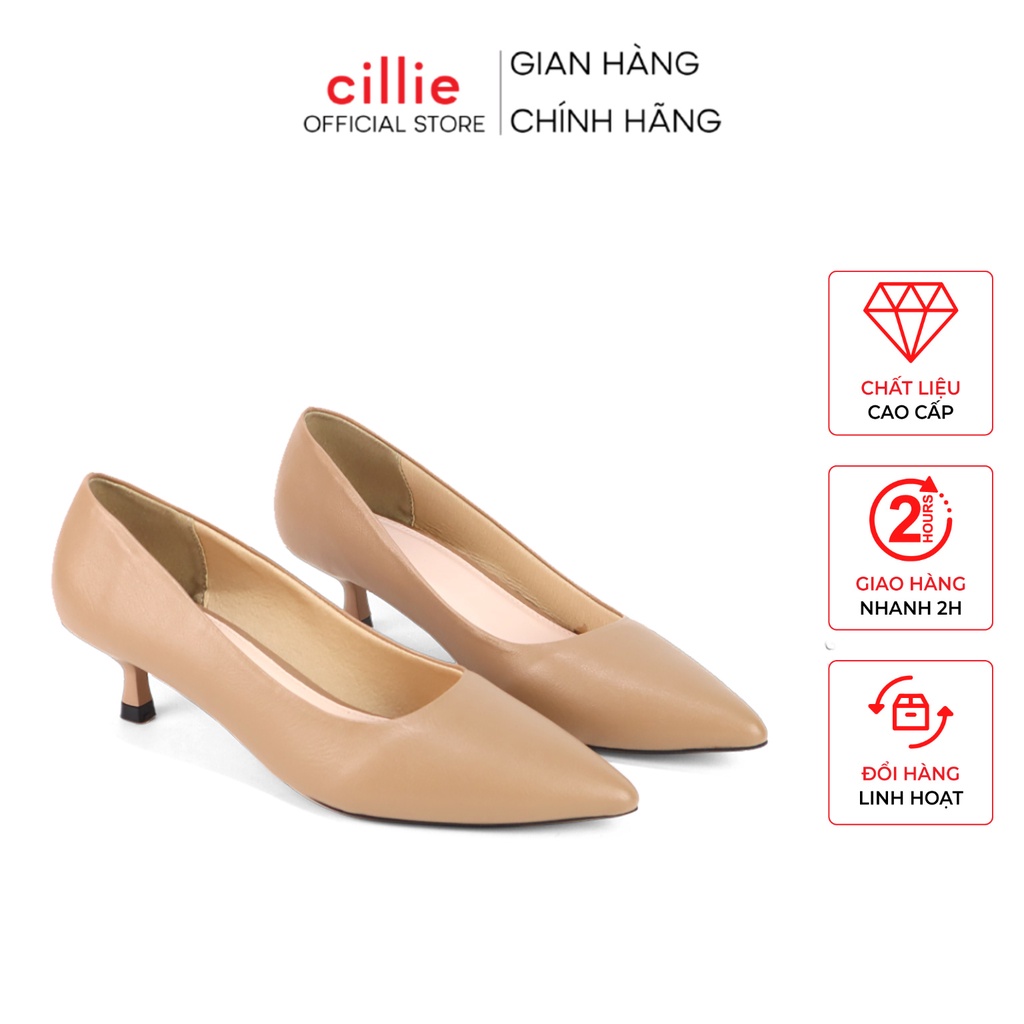 Giày cao gót thời trang nữ kiểu dáng basic mũi nhọn thanh lịch thon gọn bàn chân gót cao 3cm Cillie 1013