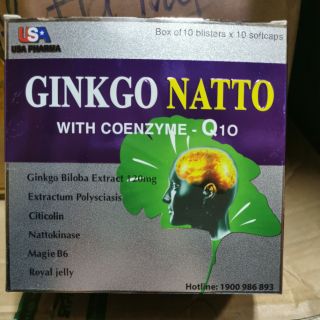Ginkgo natto  Bổ Sung Dưỡng Chất Cho Não hiệu quả Q10 100 viên