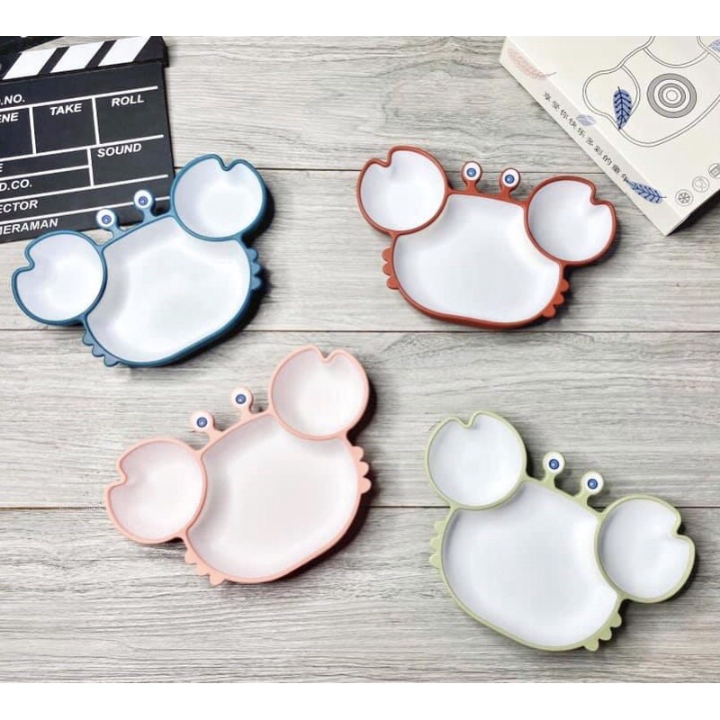 Khay ăn dặm silicon chống lật hình con cua cho bé