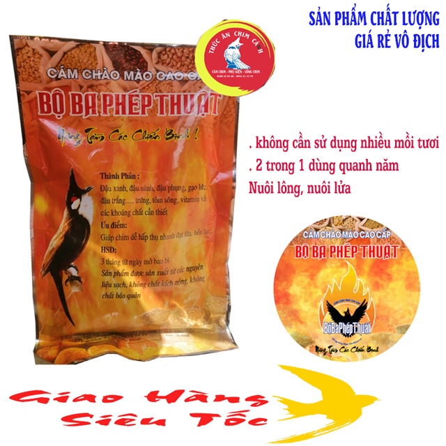 Cám chim chào mào cao cấp Bộ Ba Phép Thuật, không cần nhiều mồi tươi chim căng, bền, lông mượt - Shop Cám Chim