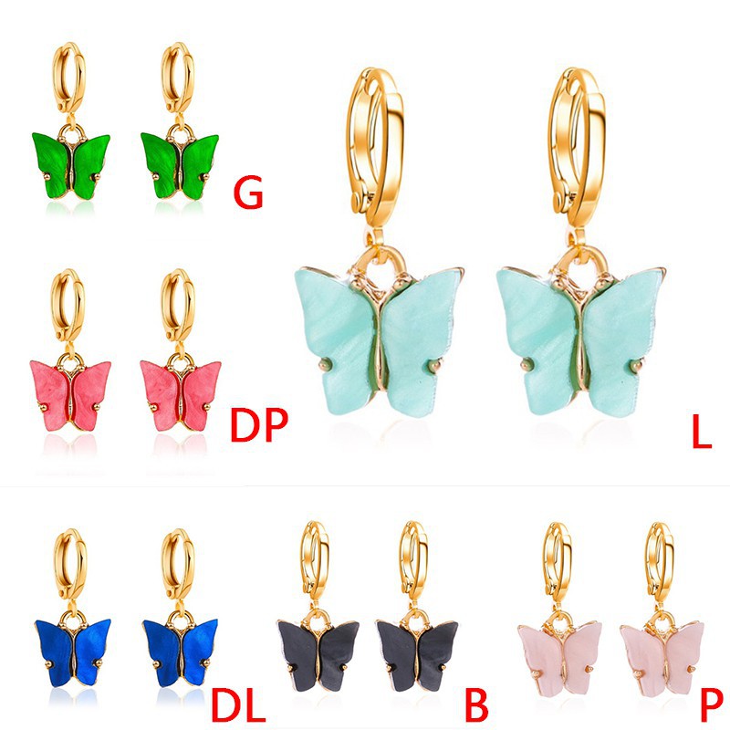 Khuyên Tai Acrylic Hình Bướm Màu Siêu Thơ Mộng Cho Nữ