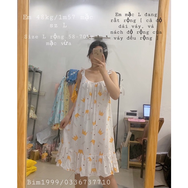 Váy Mặc Nhà Lanh Siêu Mát Mặc Mùa Hè Hình Cute Đáng Yêu Không Phai Màu Rất Mát