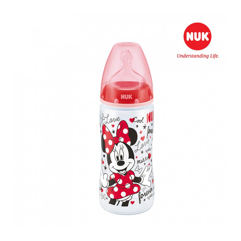 Bình sữa cổ rộng NUK Premium Choice+ nhựa PP 300ml núm ti Silicone S2-M 6-18m (Mickey)