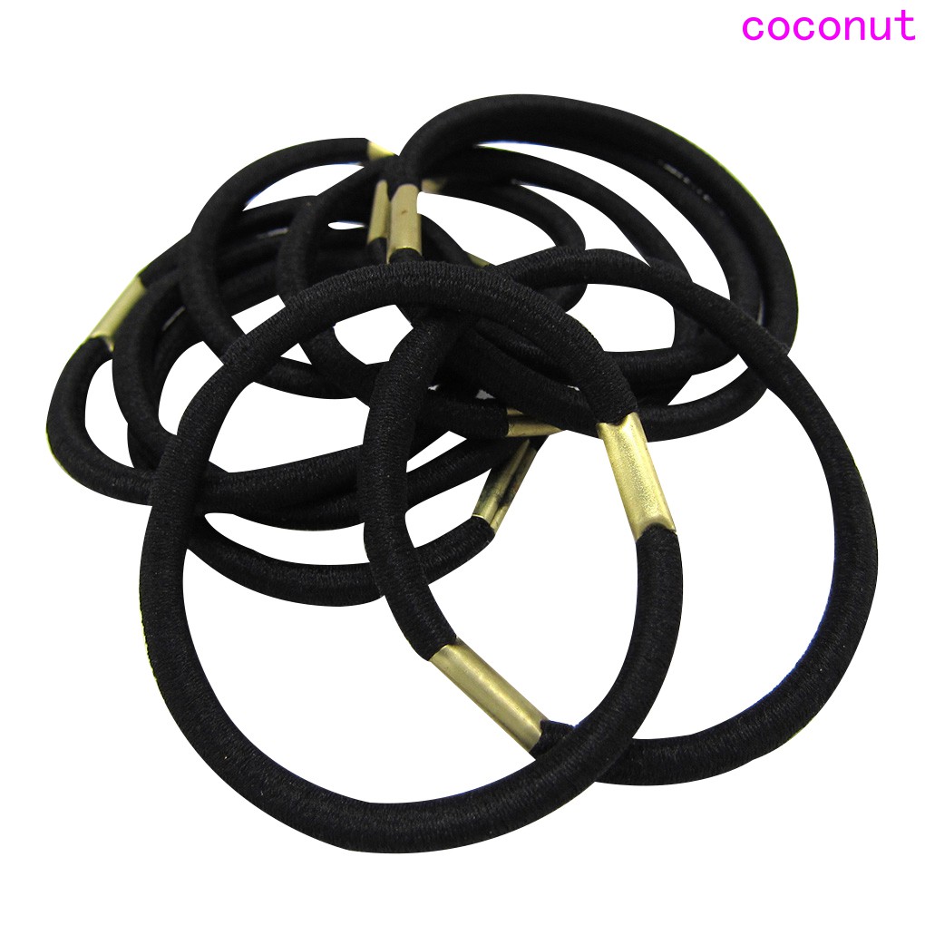 Bộ 10 Dây Buộc Tóc Co Giãn Màu Đen Dành Cho Bạn Gái