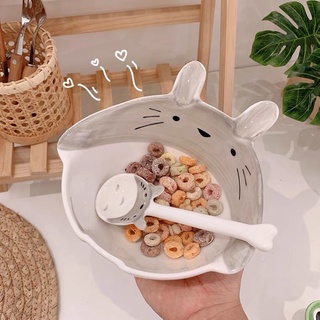 [ SẴN - HOẢ TỐC ]Tô và muỗng/thìa hình Tororo chất liệu gốm sứ dễ thương đáng yêu