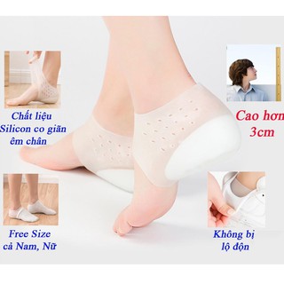 Tất Đệm Lót Gót Chân Tăng Chiều Cao Chất Liệu Silicon chống trượt