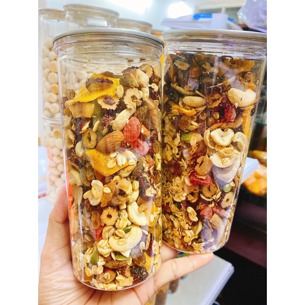 Ngũ cốc granola siêu hạt và hoa quả sấy, đồ ăn vặt Poppy, hũ pet 500gr