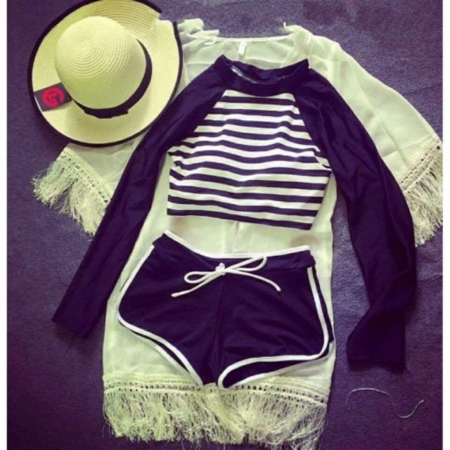 Bikini tay dài sọc