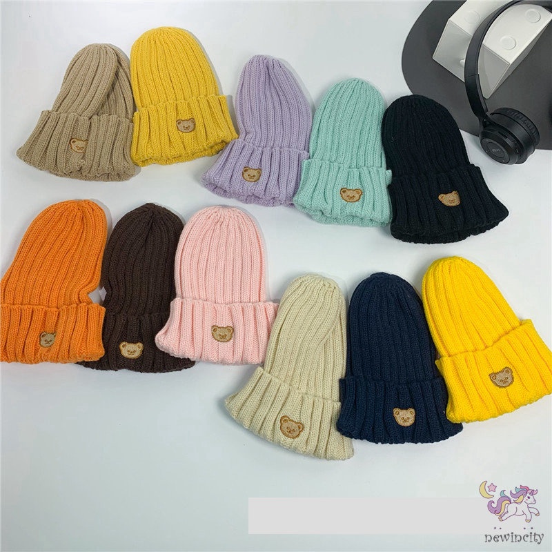 Mũ Beanie Dệt Kim Co Giãn Nhiều Màu Sắc Phong Cách Hàn Quốc Cho Bé Gái