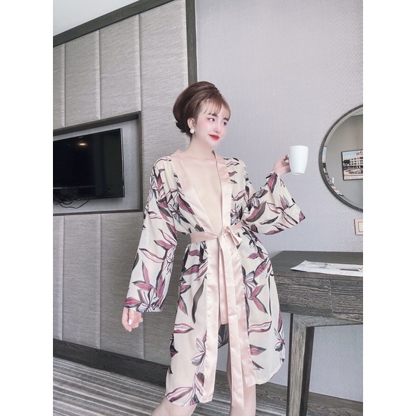 Áo Choàng chiffon phối satin kèm quần mã 01 from dưới 68kg