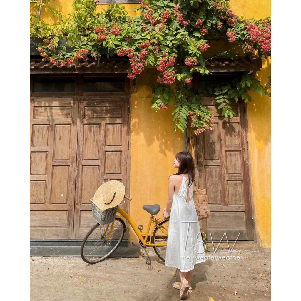 Váy Đầm Maxi Nữ Trắng Bèo Viền Ren Hở Lưng Phối Tay Cách Điệu | BigBuy360 - bigbuy360.vn