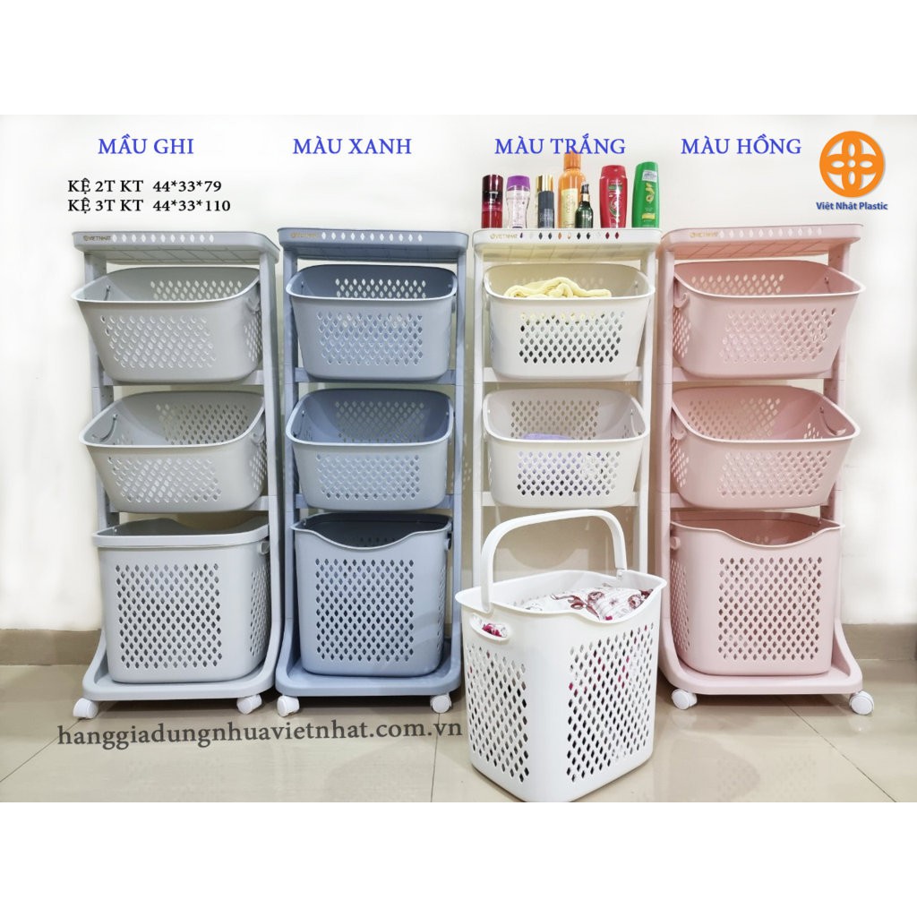 ⚡️SIÊU BỀN ⚡️Kệ đựng đồ đa năng nhựa Việt Nhật plastic, kệ 3 tầng có bánh xe
