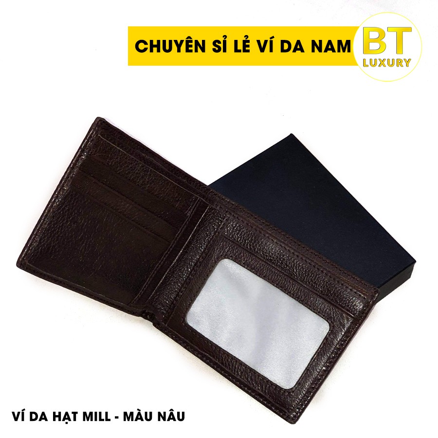 Ví da Hạt Mill - Làm từ da bò thật - Bảo hành 2 năm - Ví da BT Luxury