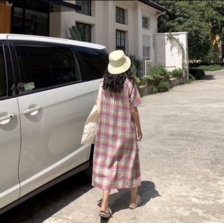 Váy kẻ hồng Ulzzang ( ORDER )