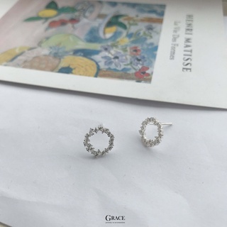 Khuyên tai bạc Grace - Tròn đá Glance