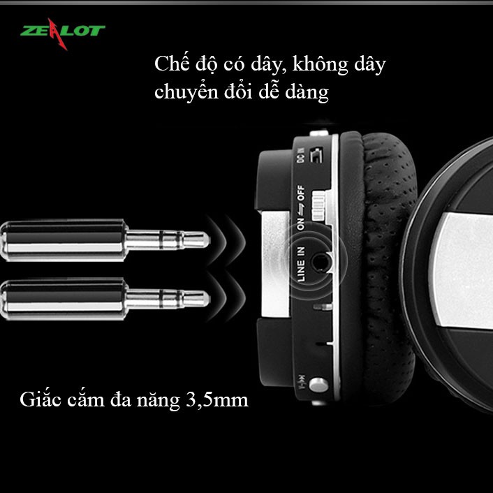 Tai nghe chụp tai bluetooth zealot thể thao Bass Blast B17 | BigBuy360 - bigbuy360.vn