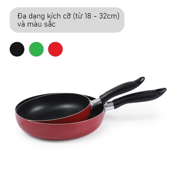 Combo 2 chảo chống dính SUPOMart chảo chống dính hợp kim nhôm dày 1.8mm truyền nhiệt nhanh tay cầm cách nhiệt tốt