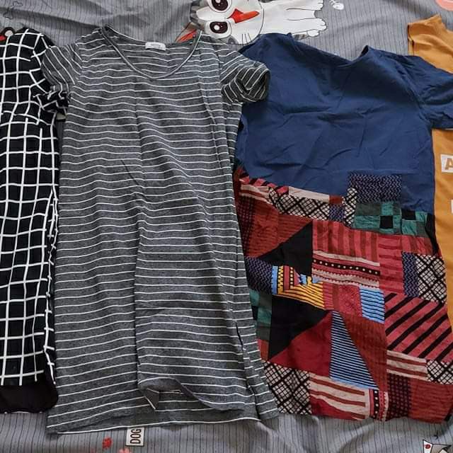 Đầm suông xám và tím