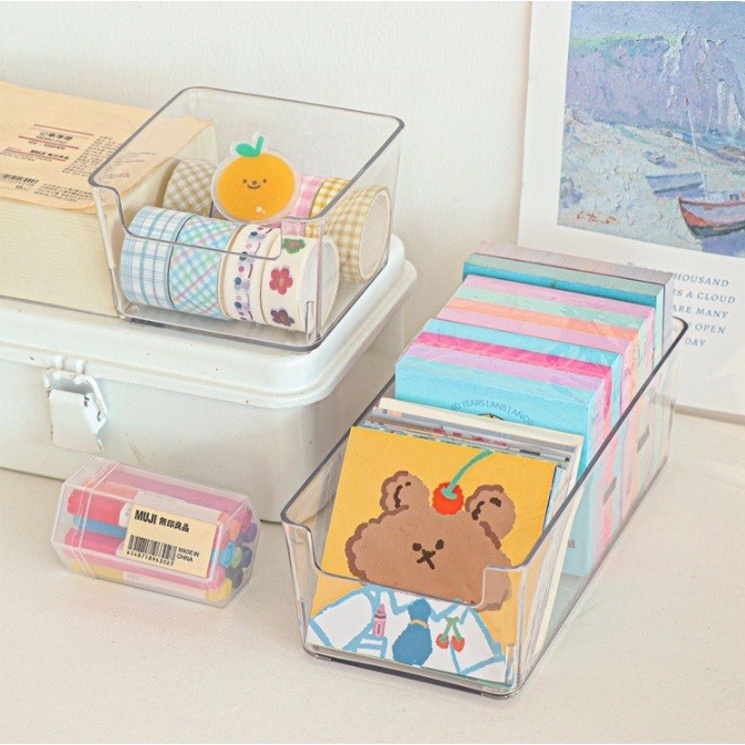 [HN11] Khay nhựa trong suốt đa năng, đựng vật dụng nhỏ tiện lợi, đựng được top loader