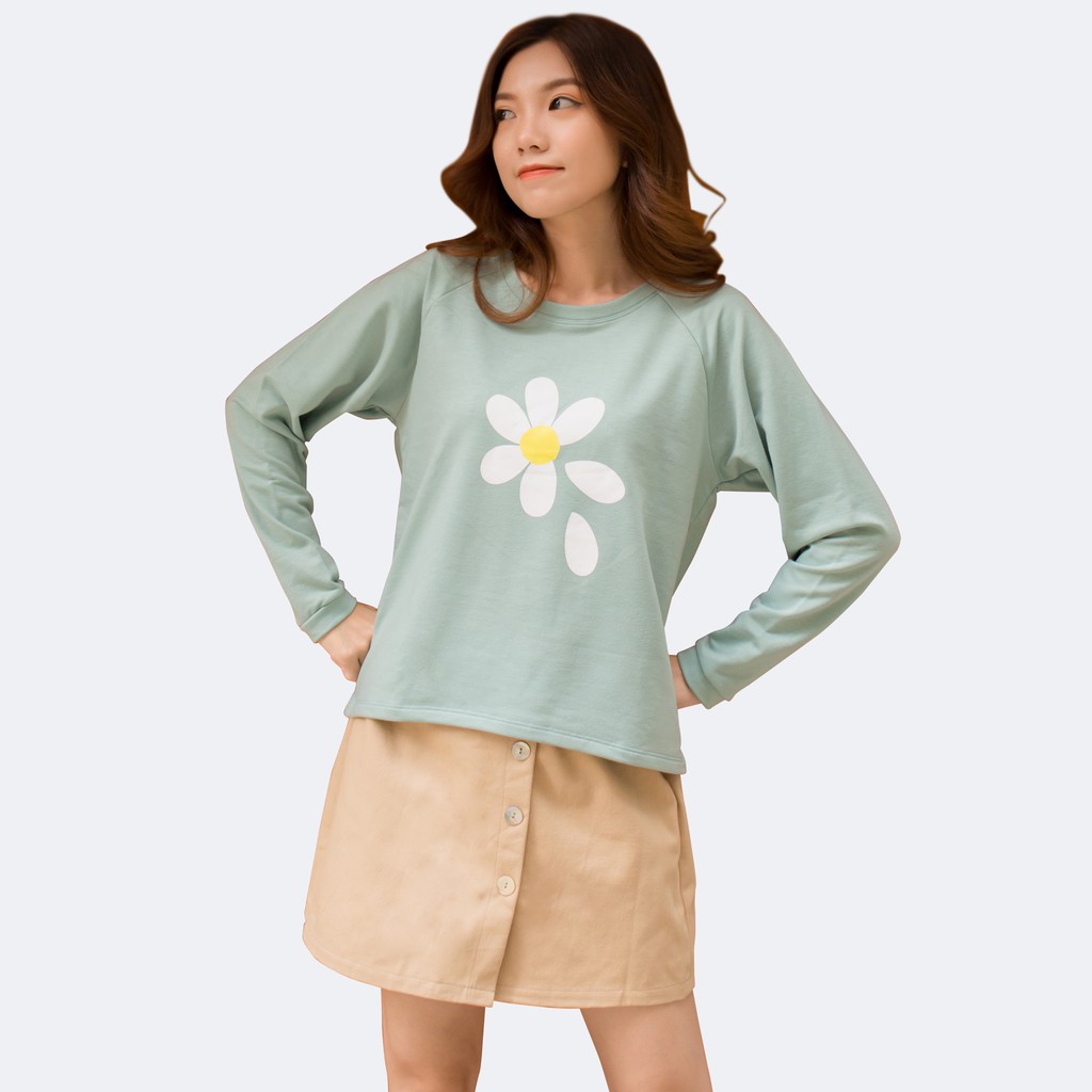 Áo Sweater nữ Dài Tay In Hoa Cúc 42-56 kg BISIC 4 màu MEEJENA - 2638
