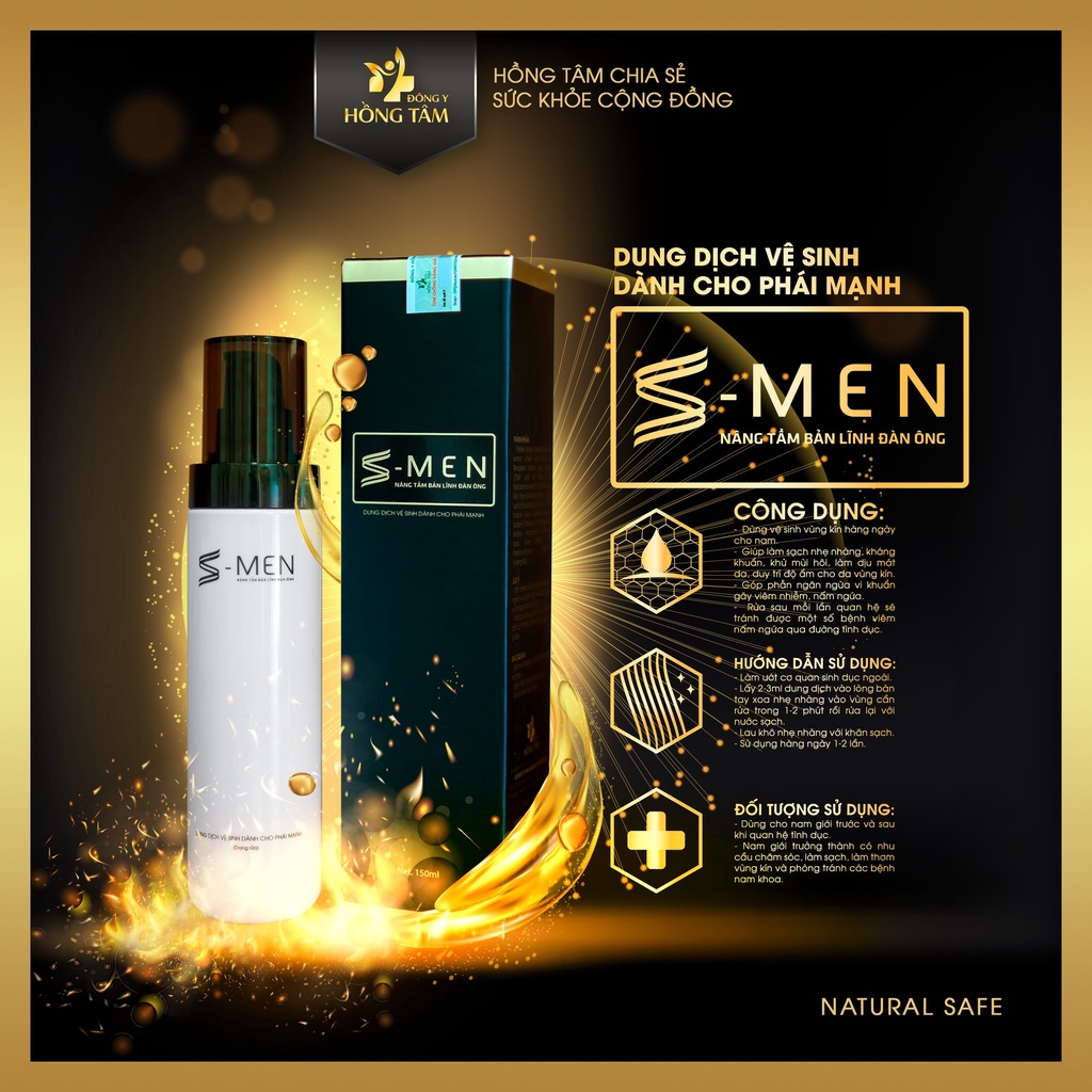 Dung dịch vệ sinh nam Smen (150ml) Hương thơm nam tính khử mùi tốt - Đông Y Hồng Tâm.