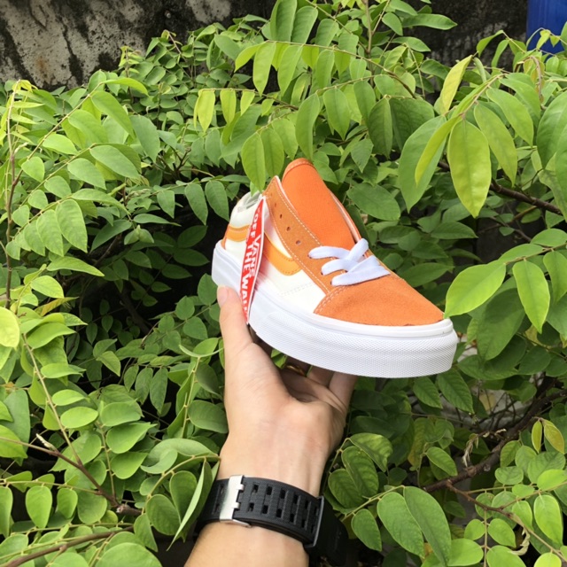 Giầy vans style36 trắng cam da thật lót trắng 1:1 ( full box + free ship )