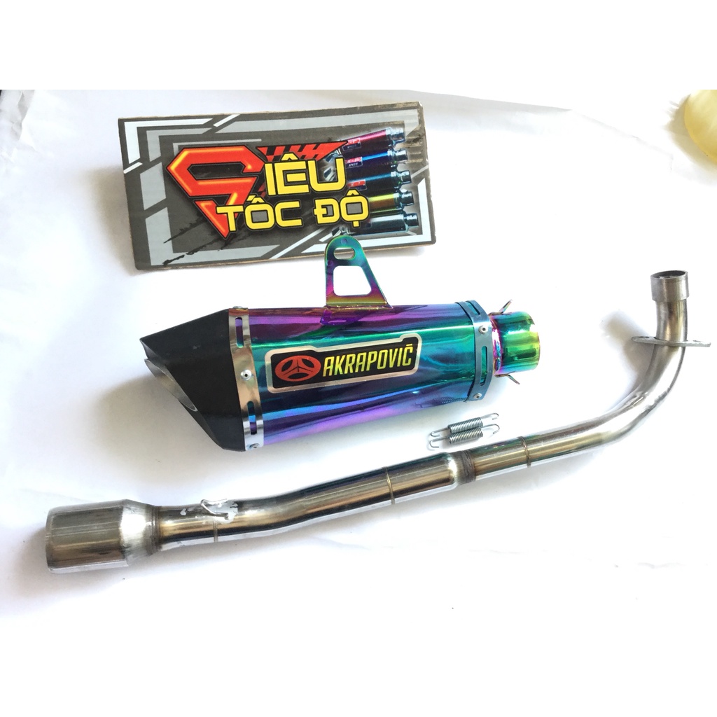 Bộ pô akapovic 7 màu FULL CỔ INOX THẲNG WAVE, SI, CUP, DREAM, EXCITER, WINER, SONIC, RAIDER FI, SATRIA, GSX