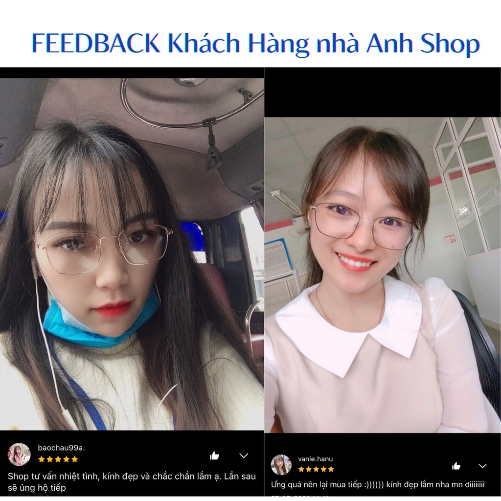 Kính vuông thời trang nam nữ chất liệu kim loại đeo là xinh 8818