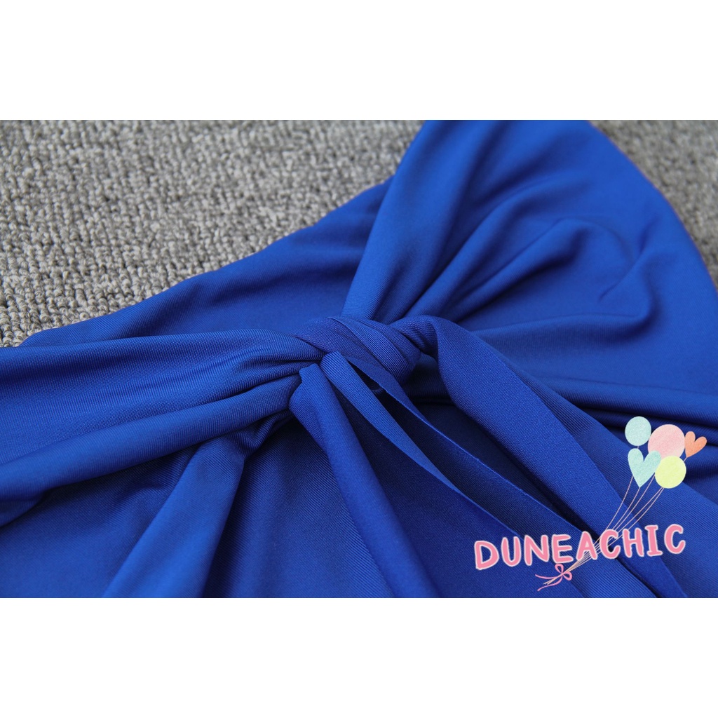 Đầm dự tiệc DUNEA L0719 xẻ tà cao hở vai phối ruy băng thời trang cho nữ