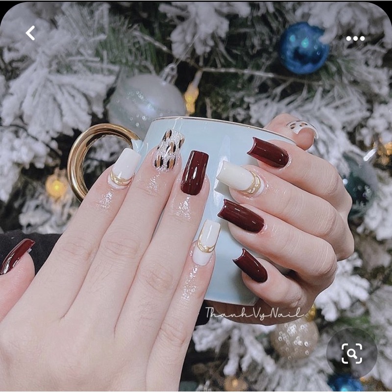 🎀Nail box, móng up thiết kế trắng đỏ🎀