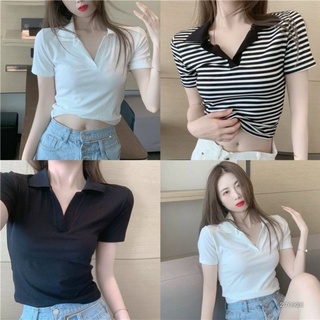 Áo croptop cổ bẻ