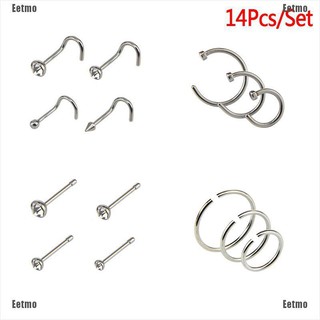 Set 14 Khuyên Mũi Đính Đá Cá Tính