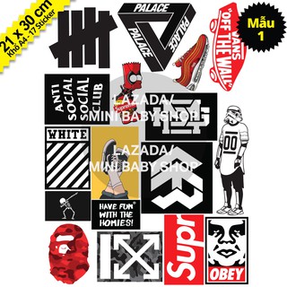 Combo Sticker Hình Dán Hoa Cúc, Hypebeast, Babe, Ape