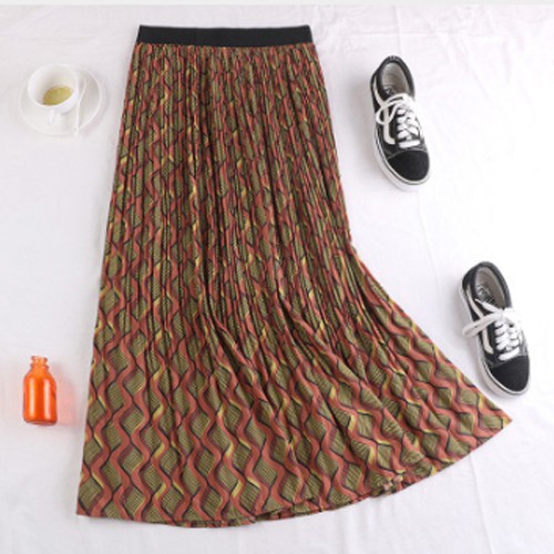 Chân váy xếp ly họa tiết sóng bắt mắt VAY67 vải đẹp, không nhăn