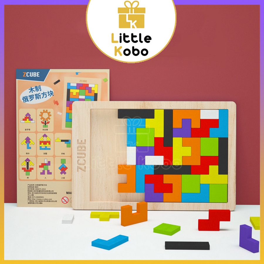 Đồ Chơi Xếp Hình Bằng Gỗ Khối Lắp Ráp Thông Minh Xếp Gạch Tư Duy Trí Tuệ Puzzle Tetris ZCube