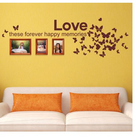 Decal Dán Tường Chữ Love Hình Bướm