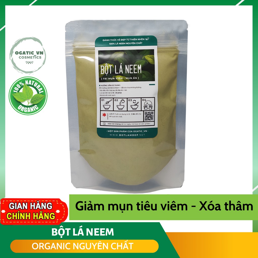 Bột lá neem nguyên chất Organic - Bột handmade - B2.003