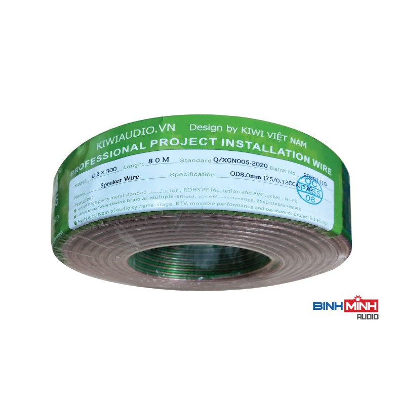 Dây loa Kiwi 2×300  chống nhiễu nhôm mạ đồng