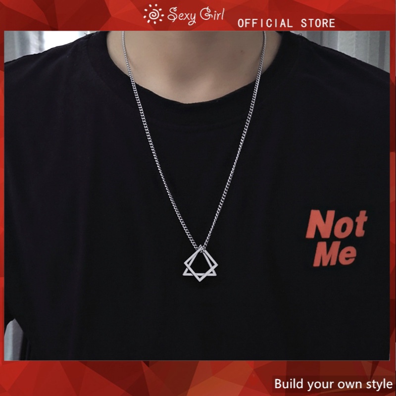 Vòng cổ Bằng Thép Titan Mặt Tam Giác Đơn Giản Phong Cách Hiphop