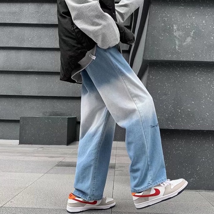 Quần jean baggy ống rộng loang màu quần jean nam phong cách Hàn Quốc quần bò nam cơ bản dễ phối đồ dành quần jean ống rộng