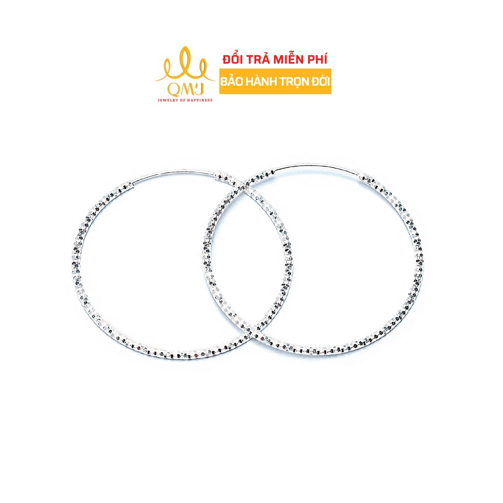 Bông tai bạc QMJ Tròn phay cá tính, thiết kế tinh tế Q034