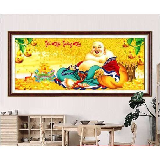 Tranh đính đá phật di lặc Tiểu khẩu trường khai VS088 (Tranh chưa đính)