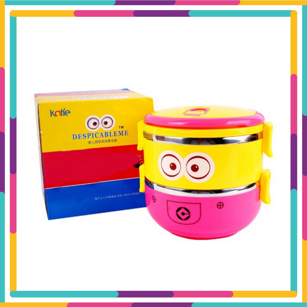 GO' 123' Hộp Cơm Giữ Nhiệt 2 Tầng Hình Minion MỚI