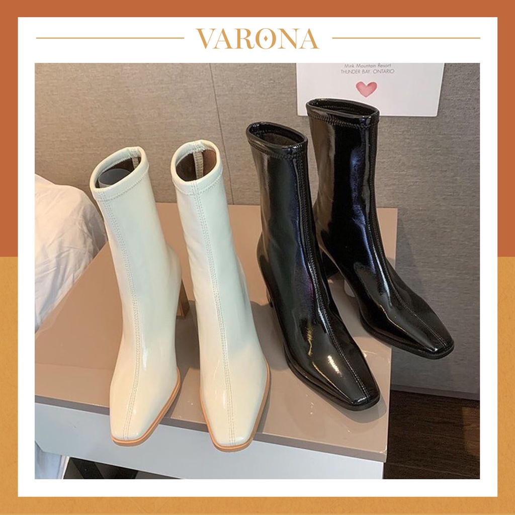 Boot nữ cổ cao cao gót trắng big size VARONA STORE B01