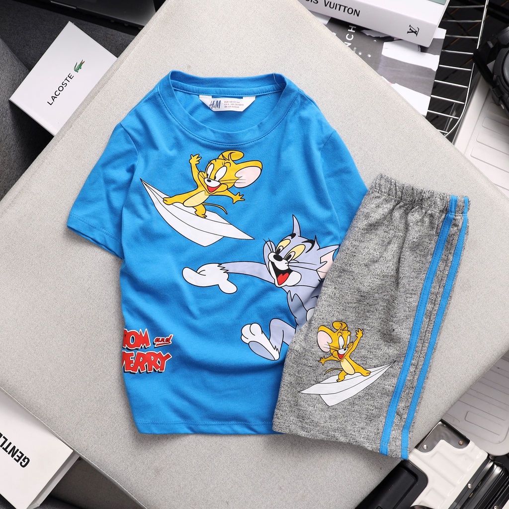 Bộ tay cộc bé trai size NHÍ - H&M Tom & Jerry, chú lính cứu hộ, Marrio, Sonic 1- 5 tuổi ♥️ FREESHIP ♥️