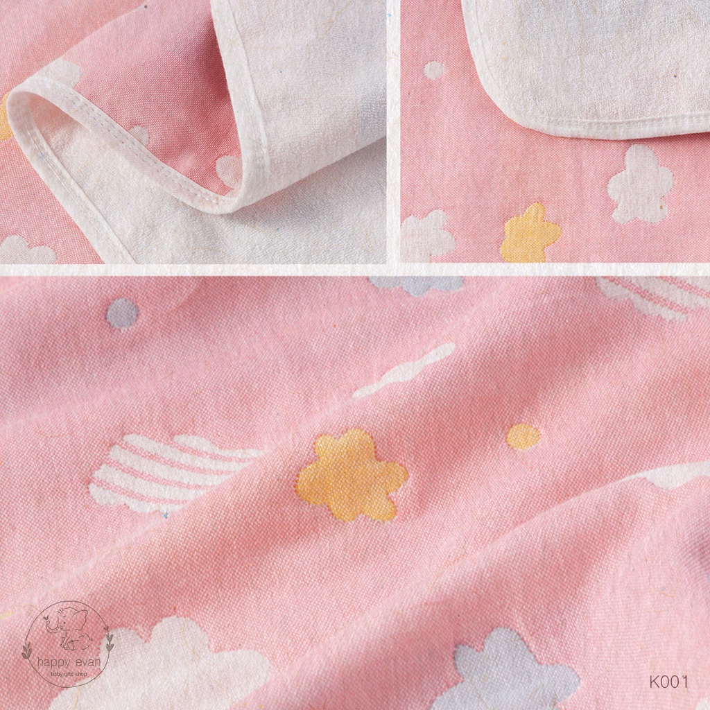 🅷.🄴🅅🄰🄽 [50x70cm] Tấm lót vải xô 6 lớp cho bé, chống thấm ngược, mặt trên 100% cotton thoáng mát.