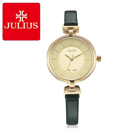 Đồng hồ Julius nữ Hàn Quốc dây da màu xanh rêu Ja-864